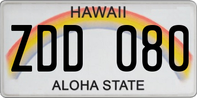 HI license plate ZDD080