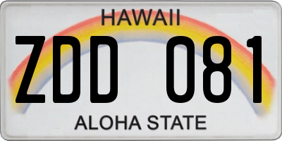 HI license plate ZDD081