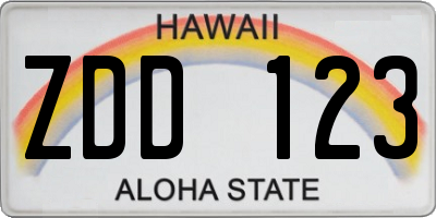 HI license plate ZDD123