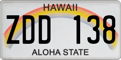 HI license plate ZDD138