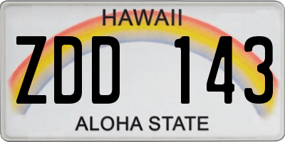 HI license plate ZDD143