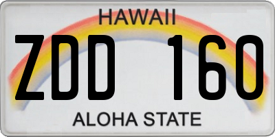 HI license plate ZDD160