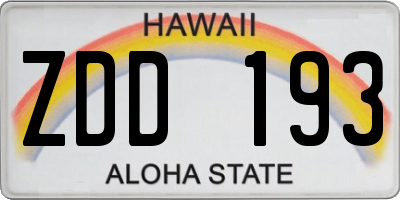 HI license plate ZDD193