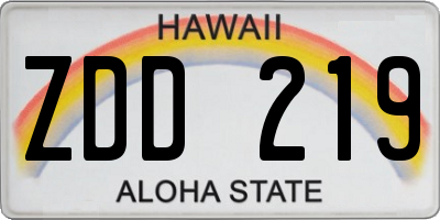 HI license plate ZDD219