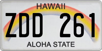HI license plate ZDD261