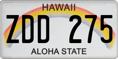 HI license plate ZDD275