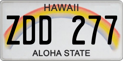 HI license plate ZDD277