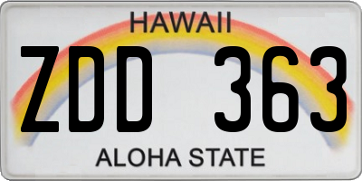HI license plate ZDD363