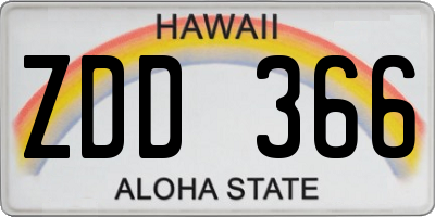 HI license plate ZDD366