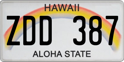 HI license plate ZDD387