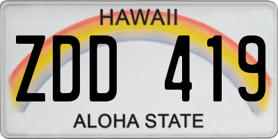 HI license plate ZDD419