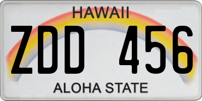 HI license plate ZDD456