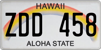 HI license plate ZDD458