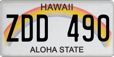 HI license plate ZDD490