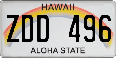 HI license plate ZDD496