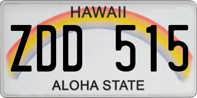 HI license plate ZDD515