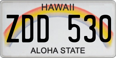 HI license plate ZDD530