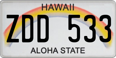HI license plate ZDD533