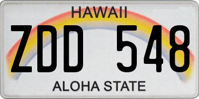 HI license plate ZDD548