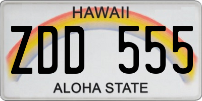 HI license plate ZDD555
