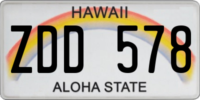 HI license plate ZDD578