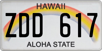 HI license plate ZDD617