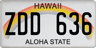 HI license plate ZDD636