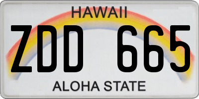 HI license plate ZDD665