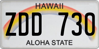HI license plate ZDD730