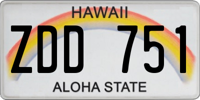 HI license plate ZDD751