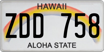 HI license plate ZDD758