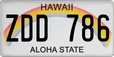 HI license plate ZDD786