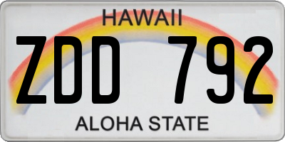 HI license plate ZDD792