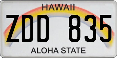 HI license plate ZDD835