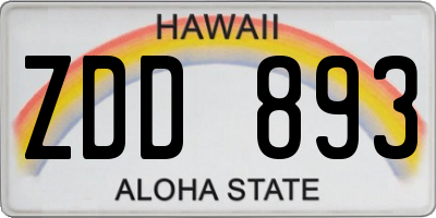 HI license plate ZDD893