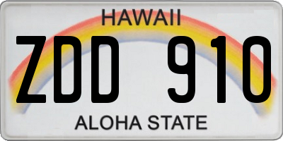 HI license plate ZDD910