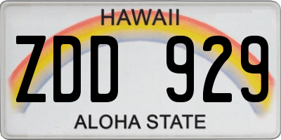 HI license plate ZDD929