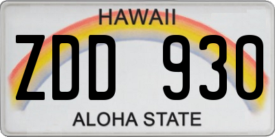 HI license plate ZDD930