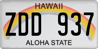 HI license plate ZDD937