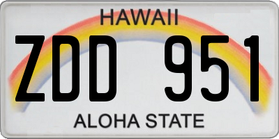 HI license plate ZDD951