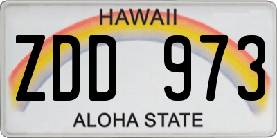 HI license plate ZDD973