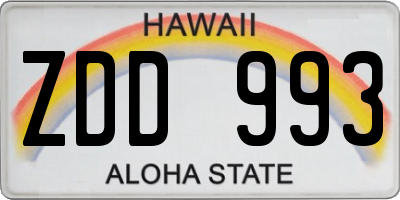 HI license plate ZDD993