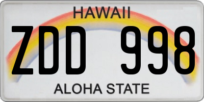 HI license plate ZDD998