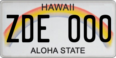 HI license plate ZDE000