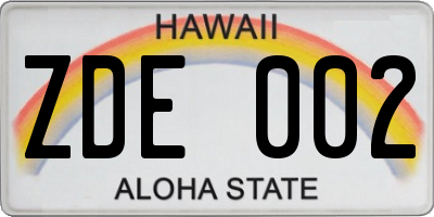 HI license plate ZDE002