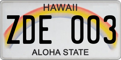 HI license plate ZDE003