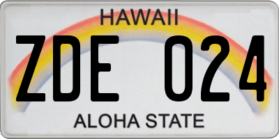 HI license plate ZDE024