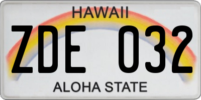 HI license plate ZDE032