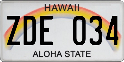 HI license plate ZDE034