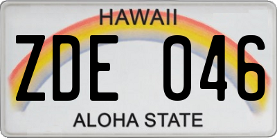 HI license plate ZDE046
